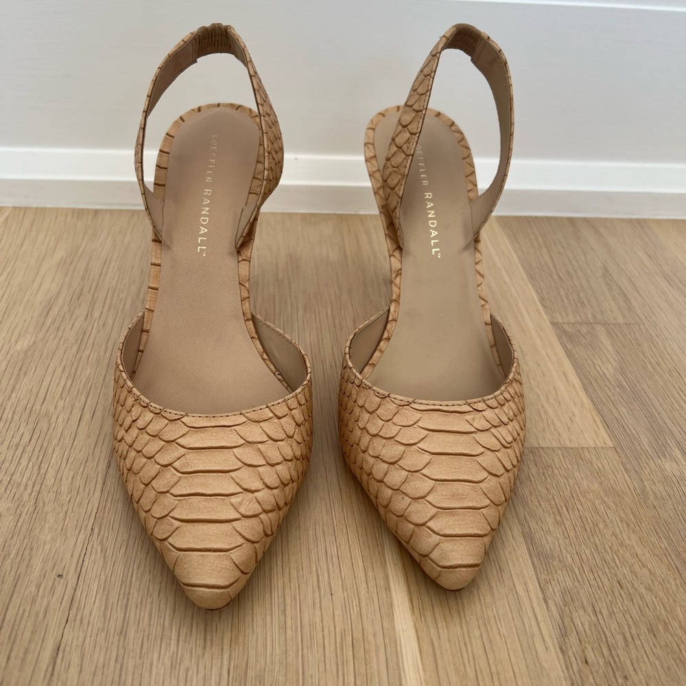 Loeffler Randall Tan / Nude Pointed Slingback Heels Sandals [Size 9]